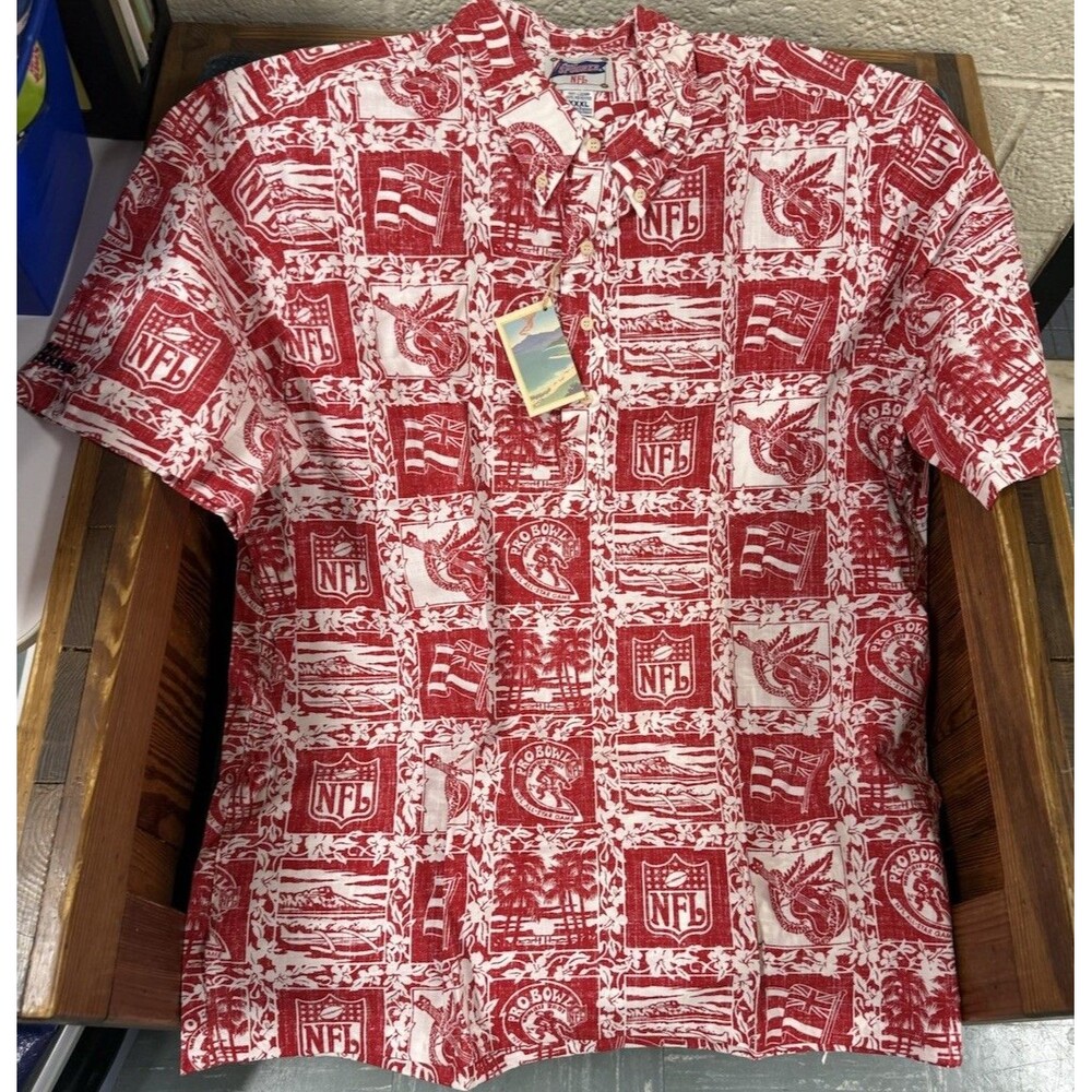 NWT Reyn Spooner Red Hawaiian Shirt NFL Vintage 2001 Pro Bowl Men's XXXL